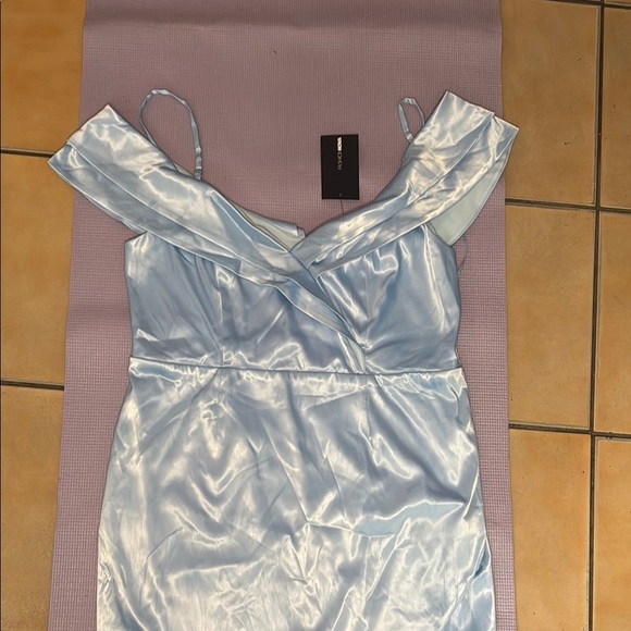 Fashion Nova Blue Ruched Off-Shoulder Midi Dress 37 - Picture 2 of 11